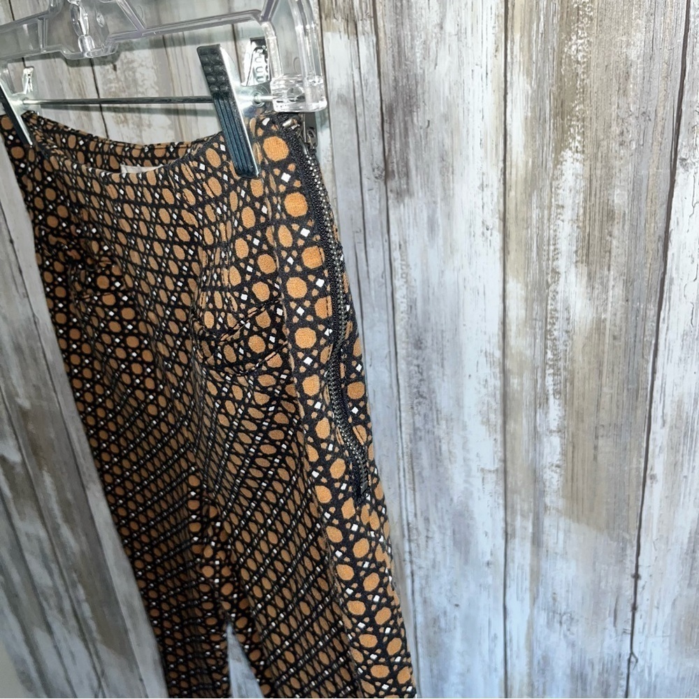 Anthropologie The Essential Slim Crop Pants Geo Motif Black Orange Size 2 - Picture 6 of 7